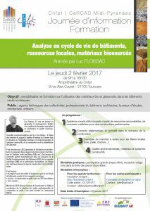 Formation Analyse en cycle de vie de bâtiments, ressources locales, matériaux biosourcés