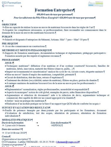 CCI - Formations sur les matériaux et systèmes constructifs biosourcés - Entreprises -