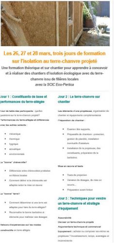 26, 27 et 28 mars : formation terre-chanvre projeté à Rémalard (Perche)  | Scop les 2 rives & Eco-Pertica